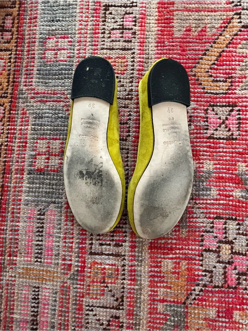 Repetto Cendrillon chartreuse yellow suede ballet flats